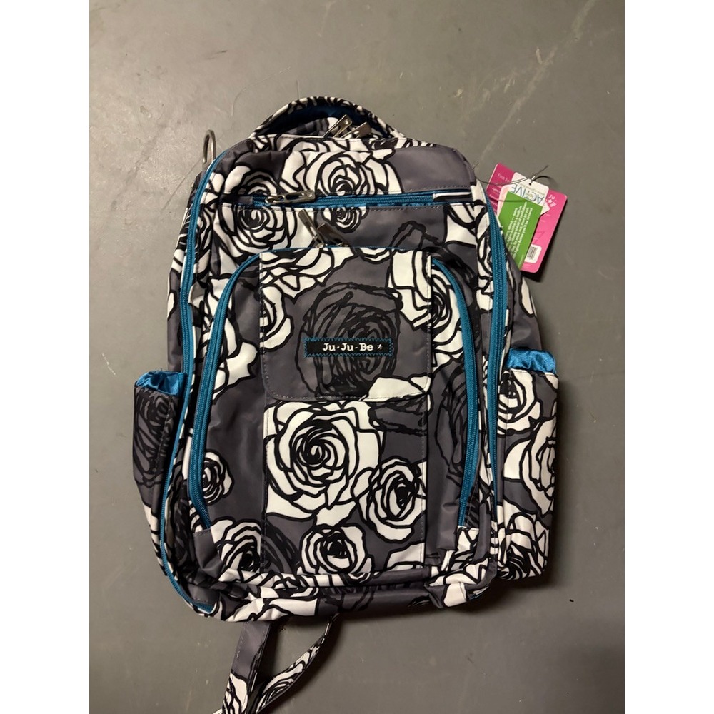 Ju-Ju-Be Be Right Back Diaper Bag Backpack Charcoal Roses Floral 12BP01A NWT